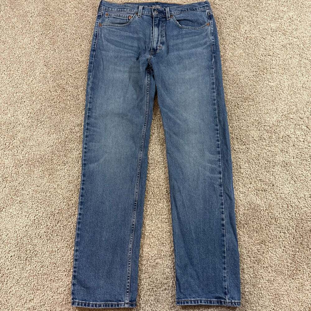 Levis 505 Jeans Mens 34x34 Blue Regular Fit Straight Leg Stretch Denim EUC